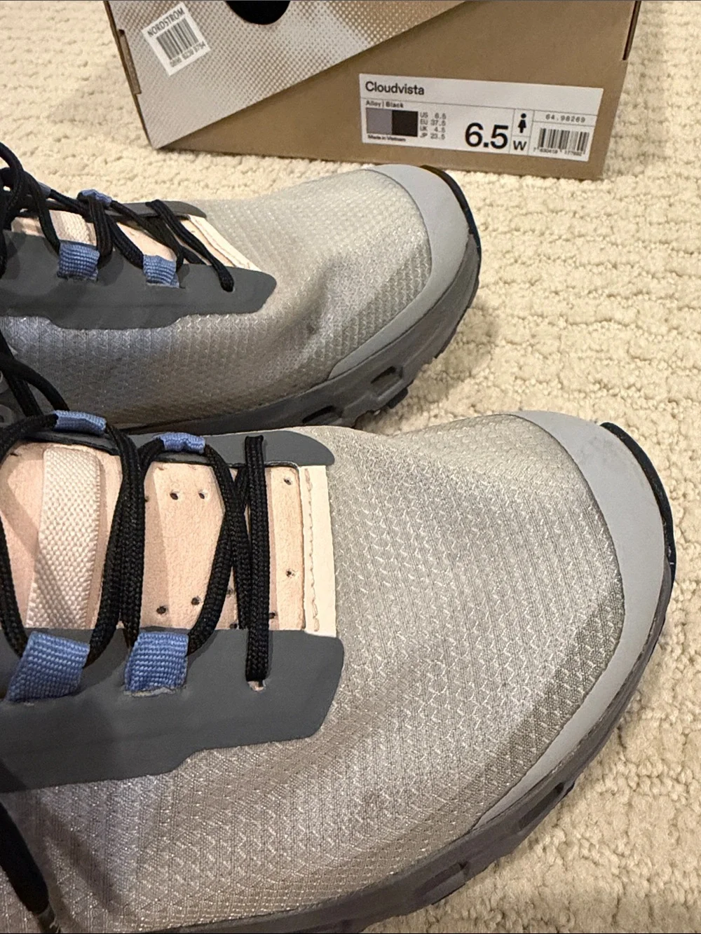 On Running Women's Cloudventure Trail Shoes in Gray and Peach